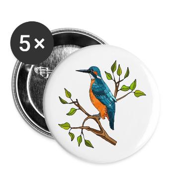 Oiseau coloré - Lot de 5 grands badges (56 mm) - blanc - Devant