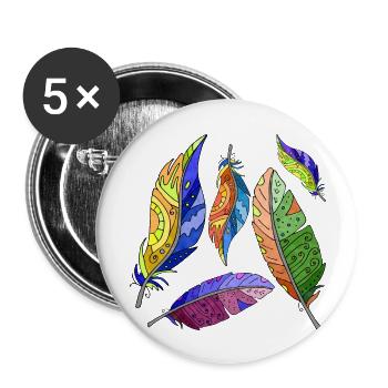 Feder - Buttons groß 56 mm (5er Pack) - Weiß - Vorne