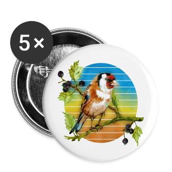 Oiseau coloré - Lot de 5 grands badges (56 mm) - blanc - Devant