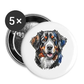 Berner Sennenhund Portrait - Buttons groß 56 mm (5er Pack) - Weiß - Vorne