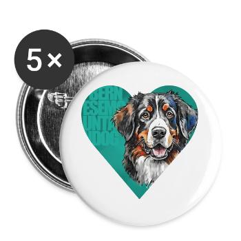 Portrait de bouvier bernois - Lot de 5 grands badges (56 mm) - blanc - Devant