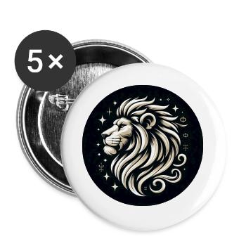 Lion Head Stars Drawn - Buttons large 2.2''/56 mm (5-pack) - white - Front