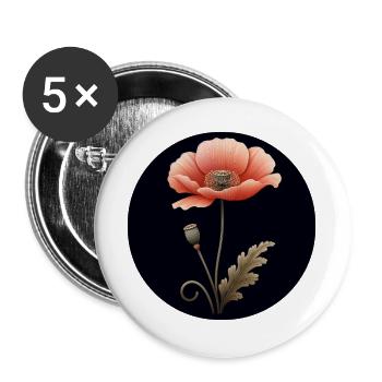 Poppy, poppy, flower, red, orange - Buttons large 2.2''/56 mm (5-pack) - white - Front
