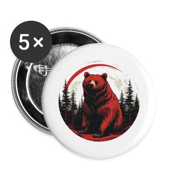 Red bear - Buttons large 2.2''/56 mm (5-pack) - white - Front
