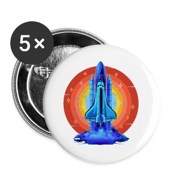 BLUE SPACE SHUTTLE RETRO VINTAGE - Buttons large 2.2''/56 mm (5-pack) - white - Front