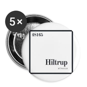 48165 - Hiltrup - Lot de 5 grands badges (56 mm) - blanc - Devant