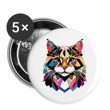 Maine Coon Chat Propriétaire Chaton Chaton Chaton Mâle - Lot de 5 grands badges (56 mm) - blanc - Devant