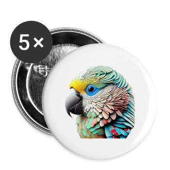 Perruche Bird Propriétaire d’oiseau Calopsitte - Lot de 5 grands badges (56 mm) - blanc - Devant