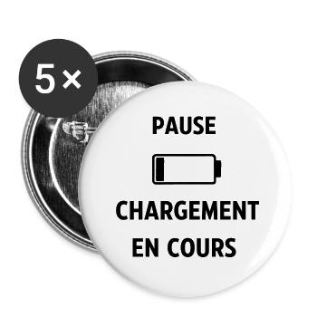 Pause chargement en cours - Lot de 5 grands badges (56 mm) - blanc - Devant