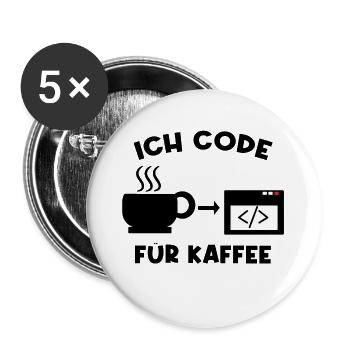 Coder Statement Arbeit Job Geld Verdienen Karriere - Buttons groß 56 mm (5er Pack) - Weiß - Vorne
