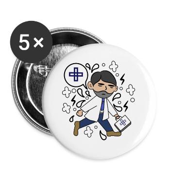 Doktor Karriere Workaholic Job Arbeit Beruf Erfolg - Buttons groß 56 mm (5er Pack) - Weiß - Vorne