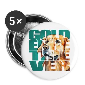 Golden Retriever Portrait - Lot de 5 grands badges (56 mm) - blanc - Devant