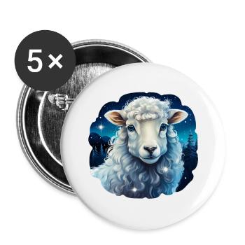 Winternachtsschaf - Buttons groß 56 mm (5er Pack) - Weiß - Vorne