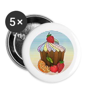 Gâteau - Lot de 5 grands badges (56 mm) - blanc - Devant