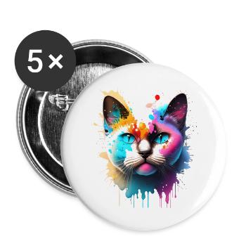 Siamese Cat, Cat, Domestic Cat, Cat Owner, Kitten - Buttons large 2.2''/56 mm (5-pack) - white - Front