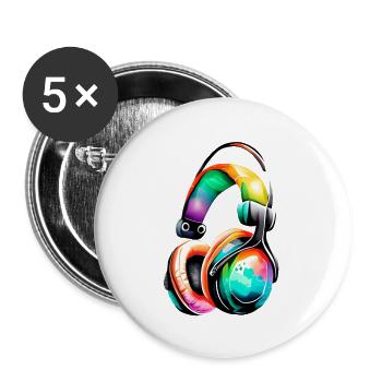 Headphones, Vocals, Listening Musicians, Gamers, Singers - Buttons large 2.2''/56 mm (5-pack) - white - Front