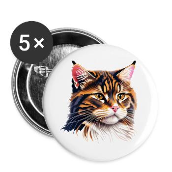 Maine Coon Cat Chaton Chaton Propriétaire Chat Mâle Chat - Lot de 5 grands badges (56 mm) - blanc - Devant