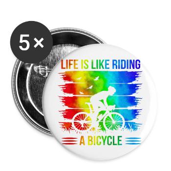 bike bicycle cycle lifestyle healthy transport - Buttons large 2.2''/56 mm (5-pack) - white - Front