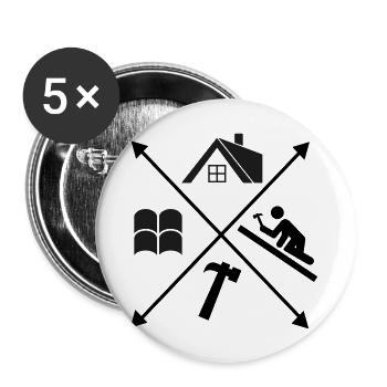 Couvreur - Lot de 5 grands badges (56 mm) - blanc - Devant