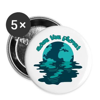 Save The Earth - Stop Global Warming Earth - Buttons large 2.2''/56 mm (5-pack) - white - Front