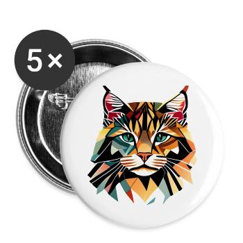 Maine Coon Chat Propriétaire Chaton Chaton Chaton Mâle - Lot de 5 grands badges (56 mm) - blanc - Devant