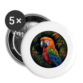 colored parrot in the jungle - Buttons large 2.2''/56 mm (5-pack) - white - Front