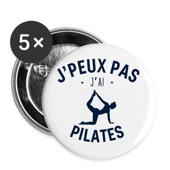 J peux pas j ai Pilates - Lot de 5 grands badges (56 mm) - blanc - Devant