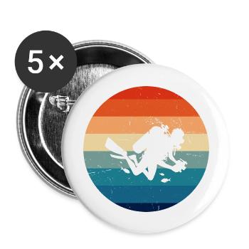Scuba Diver Scuba Diving Free Dive Diver - Buttons large 2.2''/56 mm (5-pack) - white - Front