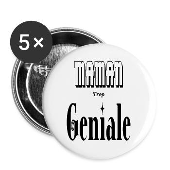 Maman Trop Géniale Mère - Lot de 5 grands badges (56 mm) - blanc - Devant