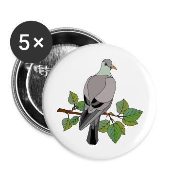 Vogel - Buttons groß 56 mm (5er Pack) - Weiß - Vorne