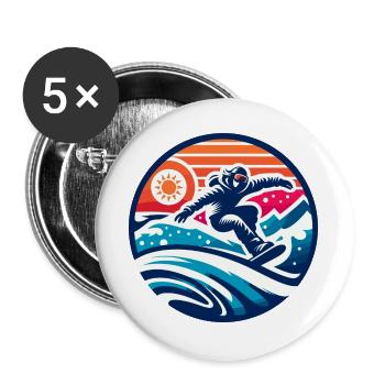 Schneeschulvibrationen Ausdruck eines Snowboarders - Buttons groß 56 mm (5er Pack) - Weiß - Vorne