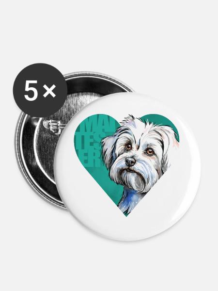 Malteser Portrait - Buttons groß 56 mm (5er Pack) - Weiß