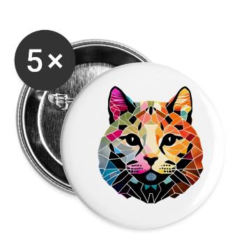 Maine Coon Cat Cat Chaton Chaton Chat Propriétaire - Lot de 5 grands badges (56 mm) - blanc - Devant