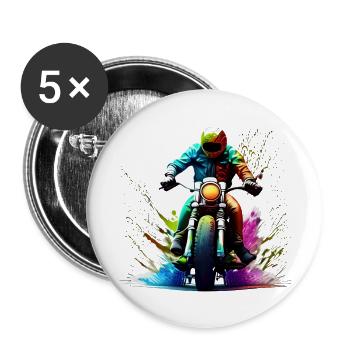 Motorcycle Motorcross Motorcyclist Motorbike Fan - Buttons large 2.2''/56 mm (5-pack) - white - Front