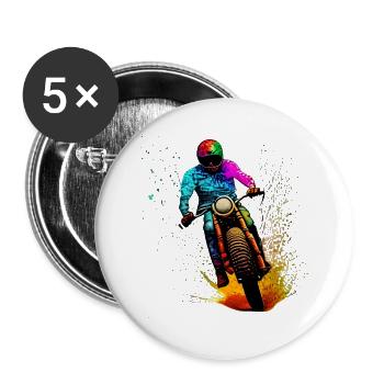 Motorcycle Motorcross Motorcyclist Motorbike Fan - Buttons large 2.2''/56 mm (5-pack) - white - Front