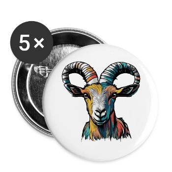 Goat Capricorn Zodiac - Buttons large 2.2''/56 mm (5-pack) - white - Front