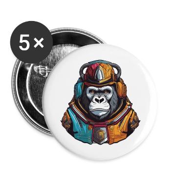 Gorille - Lot de 5 grands badges (56 mm) - blanc - Devant