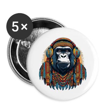 Gorille - Lot de 5 grands badges (56 mm) - blanc - Devant