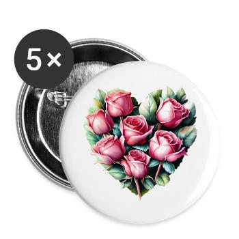 Blume Garten Blumen Hobbygärtner Gärtner Geschenk - Buttons groß 56 mm (5er Pack) - Weiß - Vorne
