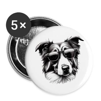 Australischer Schäferhund Hundehalter Hundewelpe - Buttons groß 56 mm (5er Pack) - Weiß - Vorne