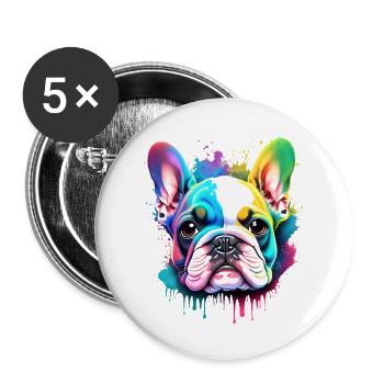 Bulldog Mastiff Dog Owner Chien Chiens - Lot de 5 grands badges (56 mm) - blanc - Devant