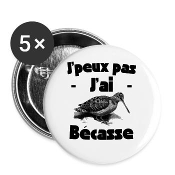 Je peux pas j'ai bécasse (noir) - Lot de 5 grands badges (56 mm) - blanc - Devant