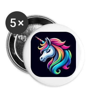 Unicorn Multicolored Mane Horn - Buttons large 2.2''/56 mm (5-pack) - white - Front