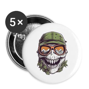 Tyrannosaurus Rex Brille - Buttons groß 56 mm (5er Pack) - Weiß - Vorne
