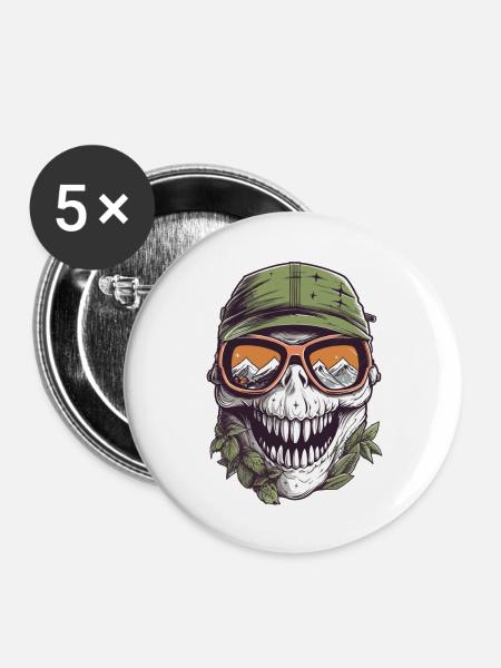 Tyrannosaurus Rex Brille - Buttons groß 56 mm (5er Pack) - Weiß