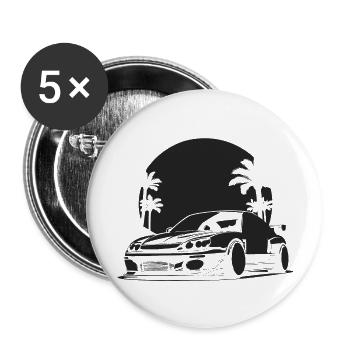 Schöne Autosonne im Hintergrund - Buttons groß 56 mm (5er Pack) - Weiß - Vorne
