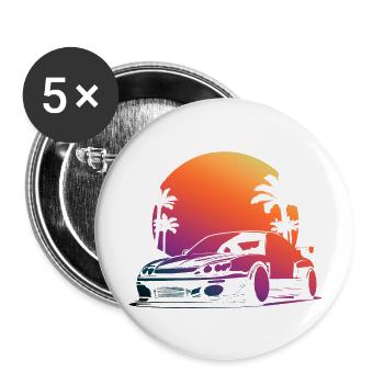 schönes Auto Sonnenuntergang im Hintergrund - Buttons groß 56 mm (5er Pack) - Weiß - Vorne