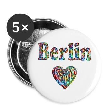 Ein Herz für Berlin - Buttons groß 56 mm (5er Pack) - Weiß - Vorne