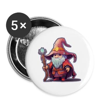 Cute Dwarf Magician Fantasy Garden Gnome Shirt - Buttons large 2.2''/56 mm (5-pack) - white - Front