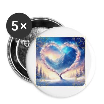 Winter Heart 2 - Buttons large 2.2''/56 mm (5-pack) - white - Front